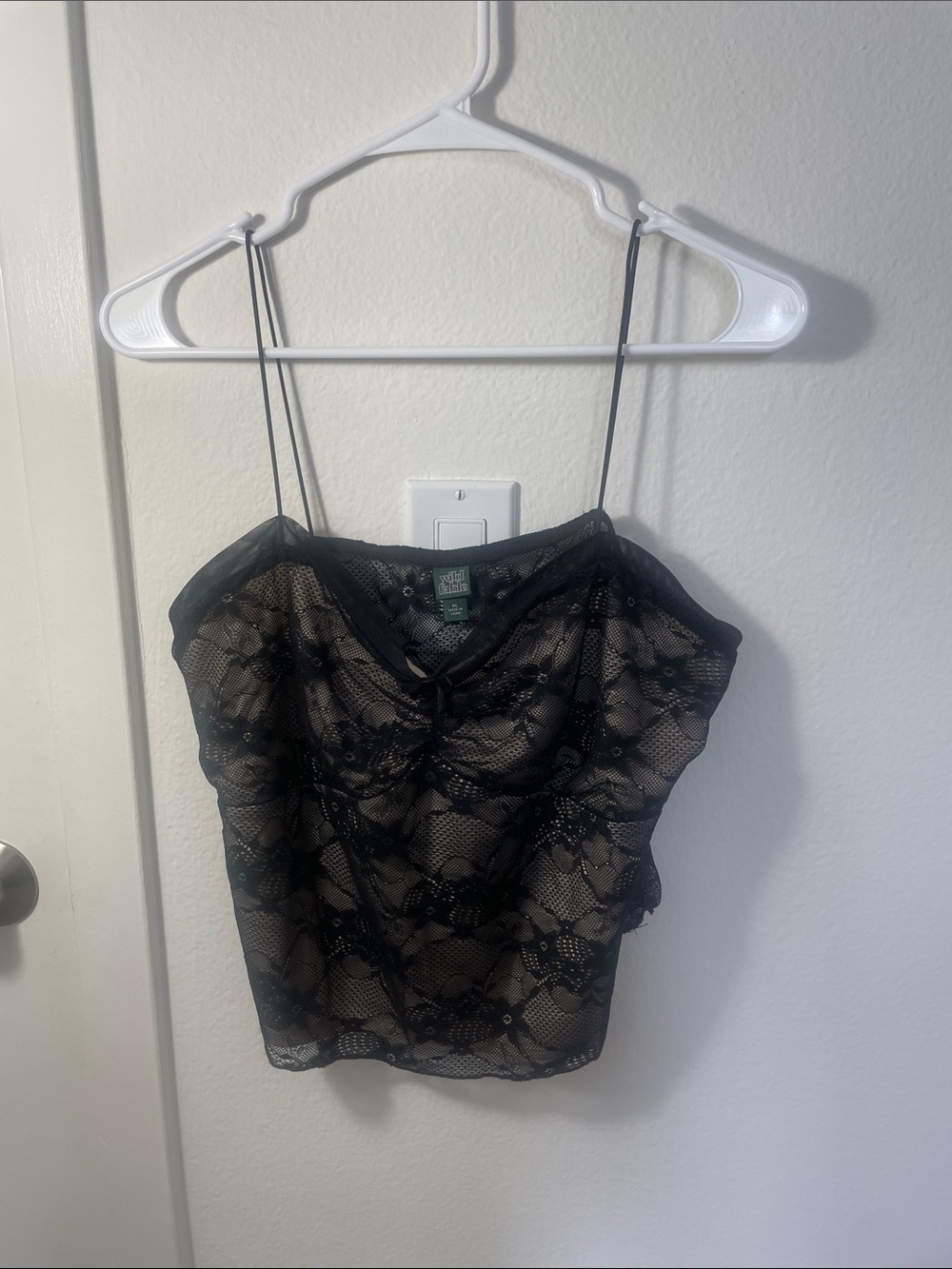 wild fable Black Lace Overlay Cami Top